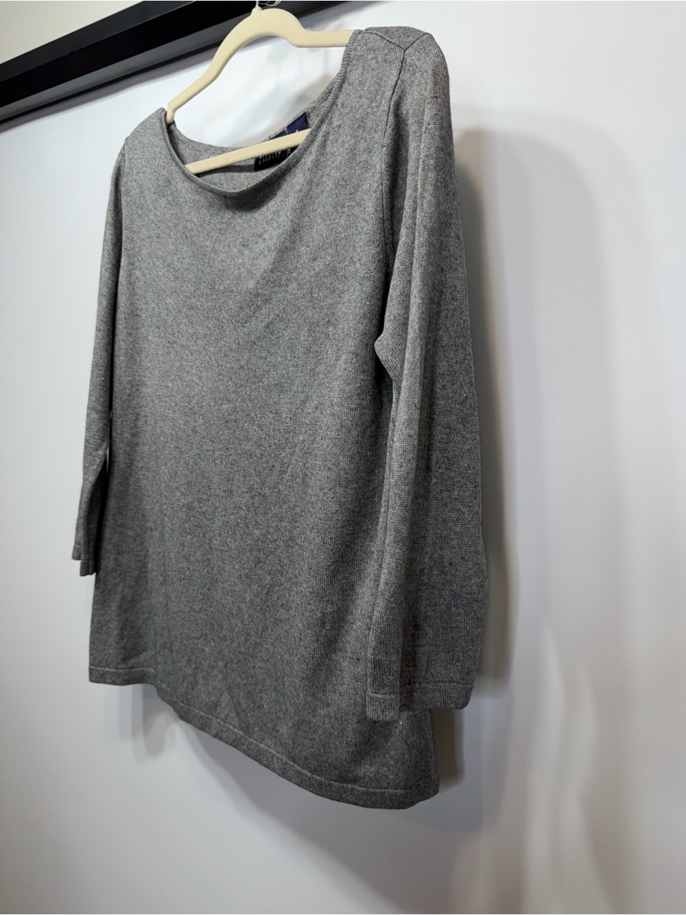 Hillard & Hanson Silk Cashmere Sweater Gray Scoop Neck Size M - Picture 4 of 10